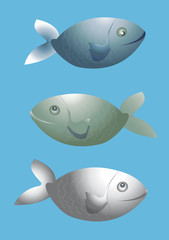 Obraz premium série de poissons sur fond bleu