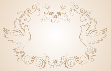 Wedding frame with doves