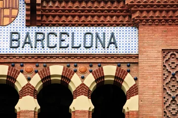 Papier peint photo autocollant rond Barcelona signe de Barcelone