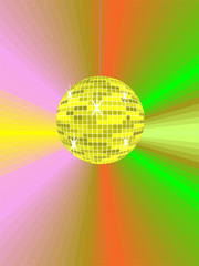 Fototapeta na wymiar Gelbe Discokugel mit abstraktem Hintergrund