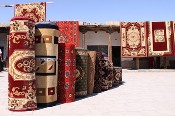 Teppichmarkt in Buchara - Usbekistan - obrazy, fototapety, plakaty
