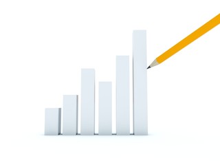Business graph with yellow pencil
