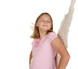 smug angel fairy girl with wings