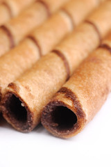 chocolate cookies rolls macro or close up