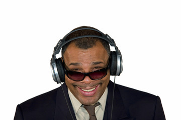 smiling soulman with sunglasses and headphones