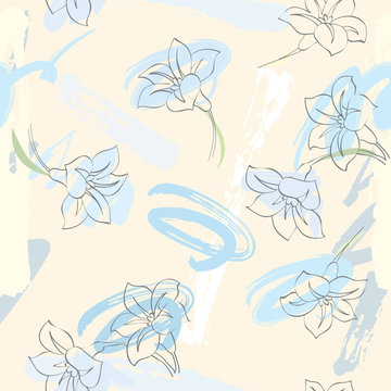 seamless spring background of snowdrops.