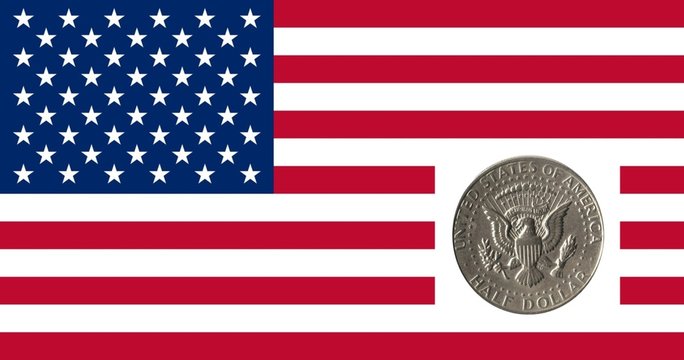 half  dollar on U.S. flag
