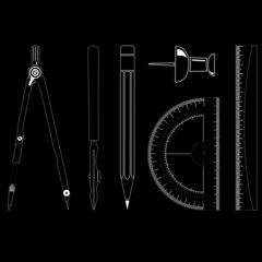 vector icons of drawing instrument