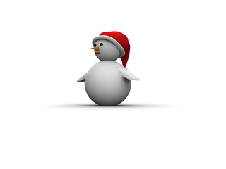snowman with Santa Claus hat isolated on white background