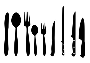 spoon, knife and fork vector illustration for design