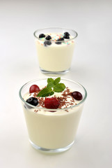 some organic fruit in natural yoghurt and mint