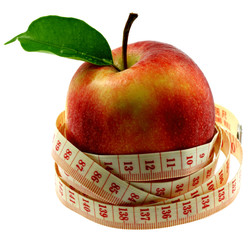 pomme rouge régime minceur, fond blanc