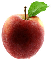 pomme rouge, fond blanc