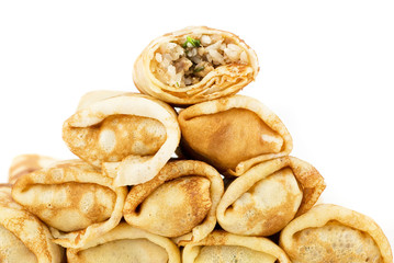 pancakes with meat and rice