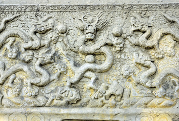 Beijing, Dongyue temple courtyard detail: dragon.
