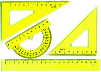 straightedge, protractor, triangle isolated