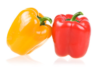 Ripe Yellow and Red Paprika Isolated