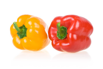 Ripe Yellow and Red Paprika Isolated