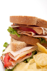 Turkey sandwich with potato chips