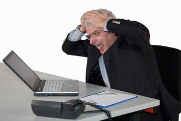 shocked caucasian senior manager