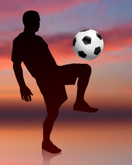 Soccer Player on Evening Background