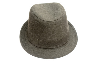 One fashin hat made of dark denim isolated in white
