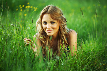 woman on the grass