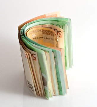 Banconote di euro arrotolati