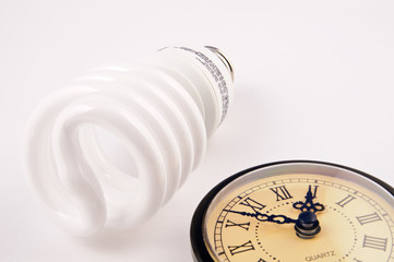 Light bulb and clock with Roman numerals