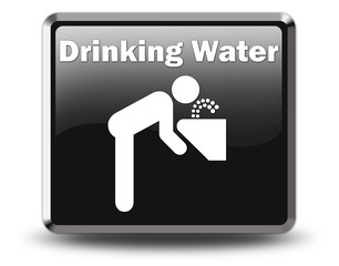 Glossy Black Button "Drinking Water"
