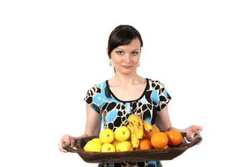 Obraz premium Attractive girl portrait with fruits