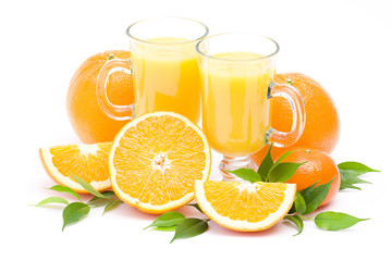 orange juice and some fresh fruits