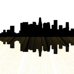 Obraz premium Los Angeles skyline with perspective text outline foreground