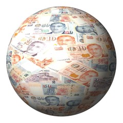 Singapore dollars sphere isolated on white illustration