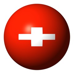 Swiss flag sphere isolated on white illustration