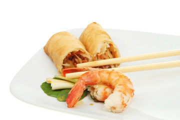 Prawn and pancake roll