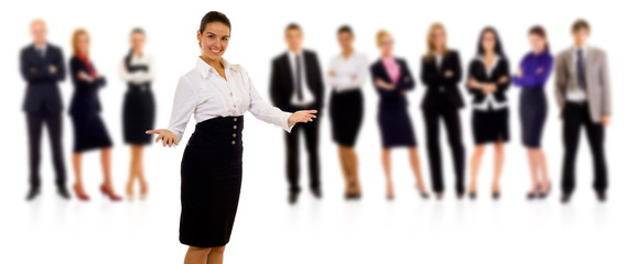 Fototapeta premium businesswoman welcoming to her team