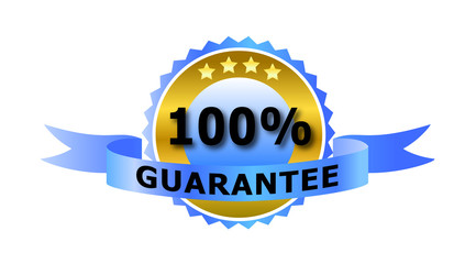 100% satisfaction guaranteed labels blue color