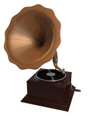 Antique gramophone with clipping paths