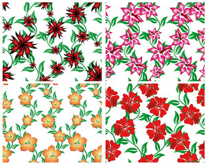 seamless floral backgrounds set