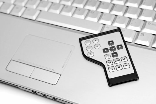 multimedia remote control and laptop pc