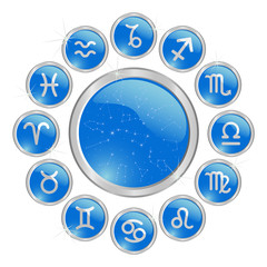 Blue zodiac button