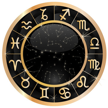 Gold zodiacal circle with zodiac sign