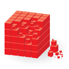 Red construction set of cubes, vector illustration - obrazy, fototapety, plakaty