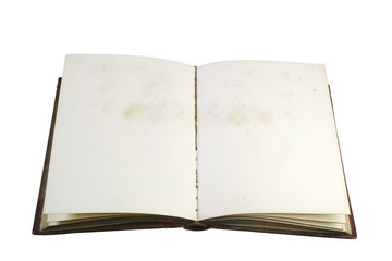 Opened book with blank pages isolated on white background, free