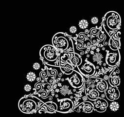 white floral curled quadrant