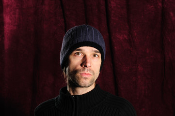 young man with woolen hat