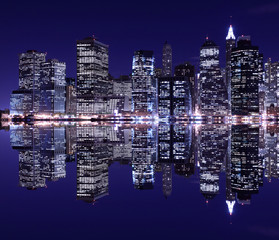New York City Skyline at Night light, Lower Manhattan