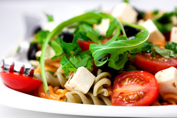 Pasta salad with feta and vegetables