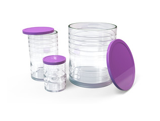 Collection jars with caps isolated 3d model